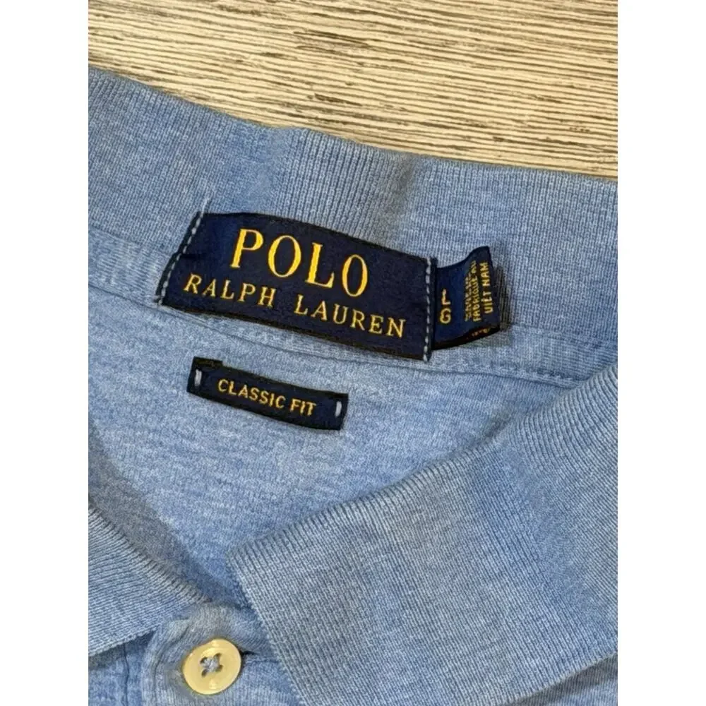 Polo Ralph Lauren Shirt Mens Size Large Blue Solid flesh pony Classic Fit Preppy